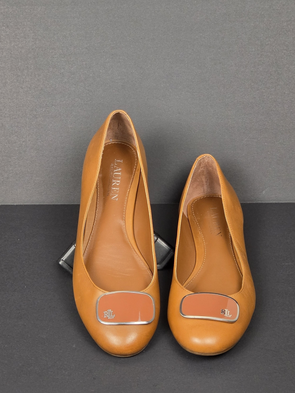 LAUREN Ralph Lauren Tan Leather Ballet Flats
